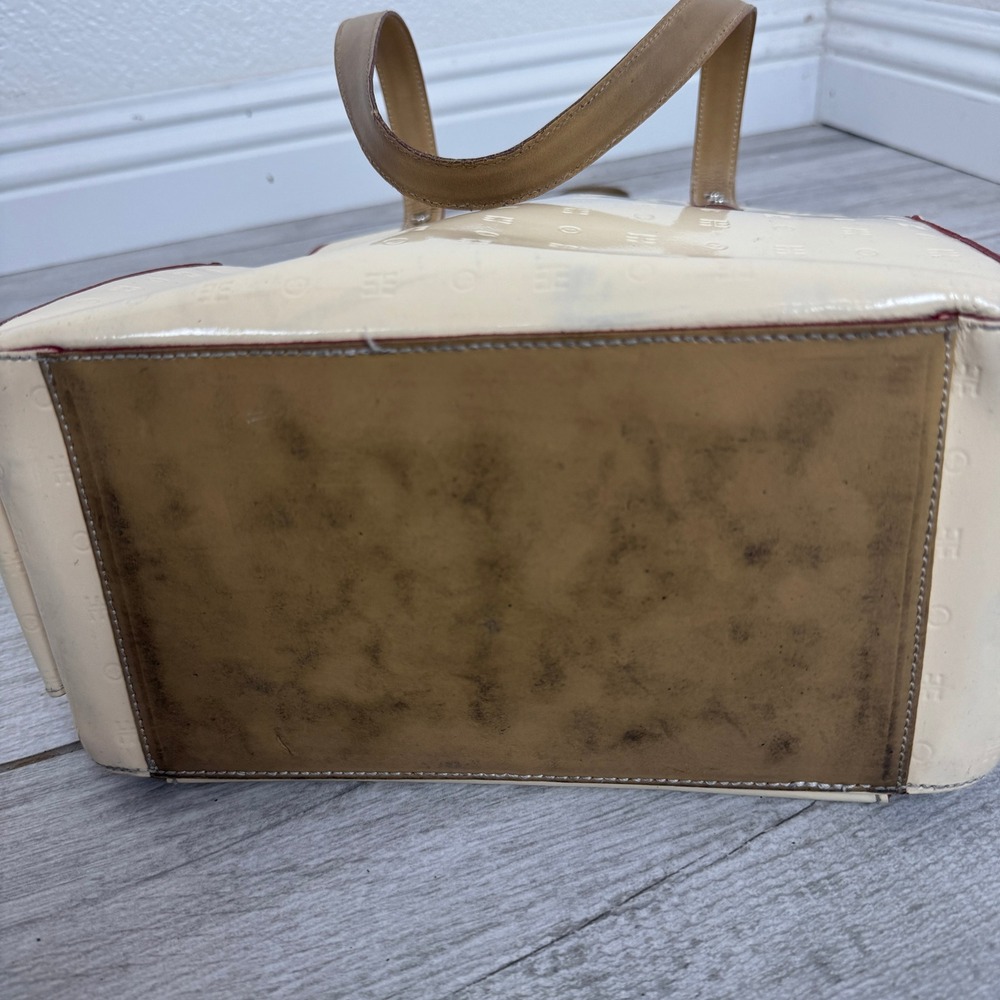 Arcadia Cream Patent Satchel Backpack with Tan Straps - Picture 6 of 8